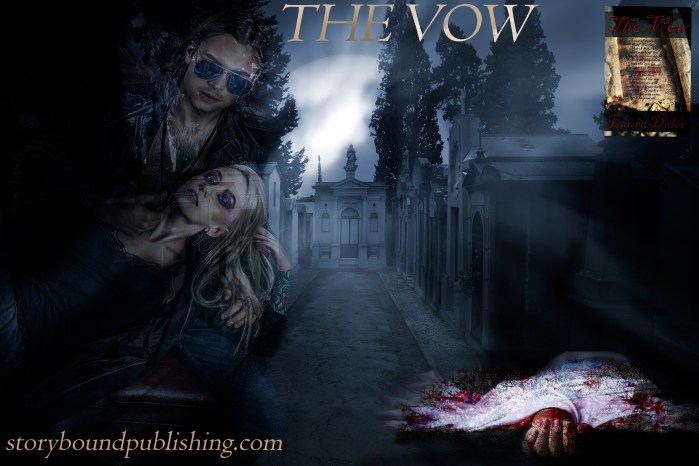 Cemetery in a foggy full moon night